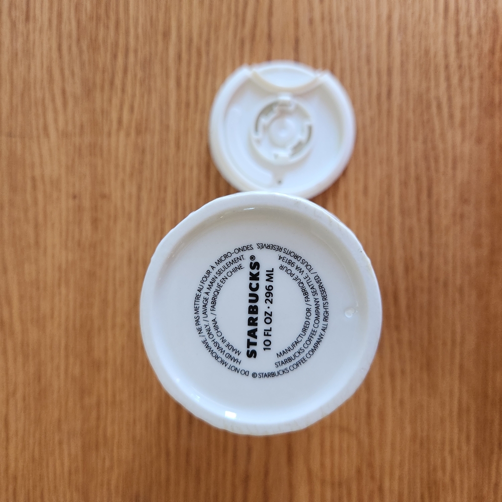 Starbucks White Embossed Ceramic Tumbler w/Lid - Picture 6 of 8